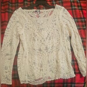 Express Cream Lace Women's Shirt Size Small